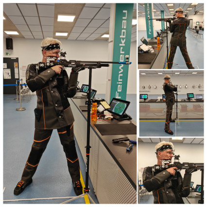 Olaf Mayr im freistehenden Luftgewehranschlag mit seiner Walther 500 itec E in München Allach beim Bund München zur Qualifikation Master Your 10 Masters