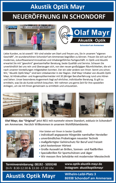 Kreisbote Landsberg/Ammersee 22.07.2026 Akustik Optik Mayr Schondorf am Ammersee