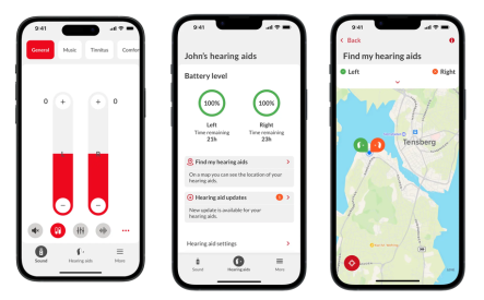 Hörgeräte App zum steuern von Programmen, Lautstärke, telefonieren und streamen