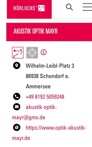 Hörluchs Jäger Partner in Schondorf am Ammersee ist Akustik Optik Mayr / Schiessbrillen Olaf Mayr